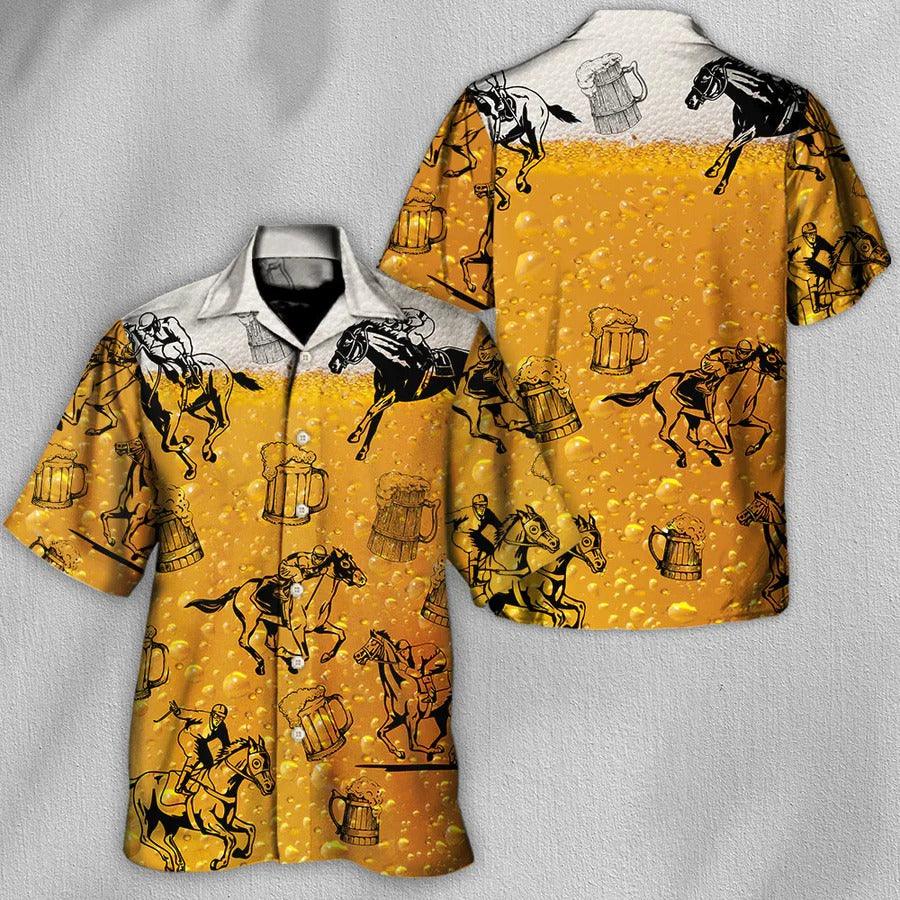 Horse Hawaiian Shirts For Summer - Horse Racing Just For You Hawaiian Shirt - Beer Hawaiian Shirt - Perfect Gift For Men, Beer Lovers, Horse Racing Lovers - Image 3