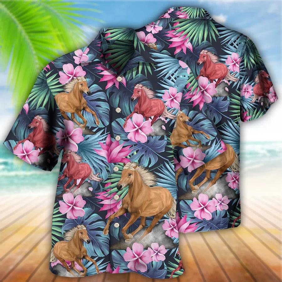 Horse Hawaiian Shirts For Summer - Horse Tropical Floral Vibes Hawaiian Shirt - Perfect Gift For Men, Horse Lovers