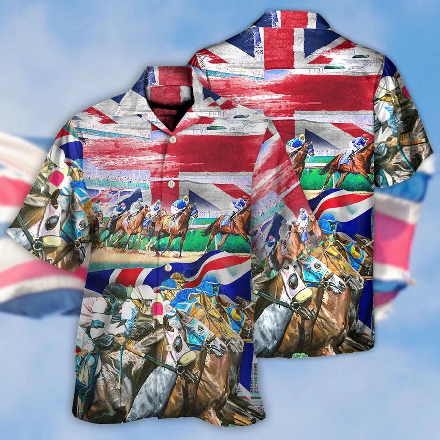 Horse Hawaiian Shirts For Summer - Horse United Kingdom Horse Racing Hawaiian Shirt - Perfect Gift For Men, Horse Racing Lovers