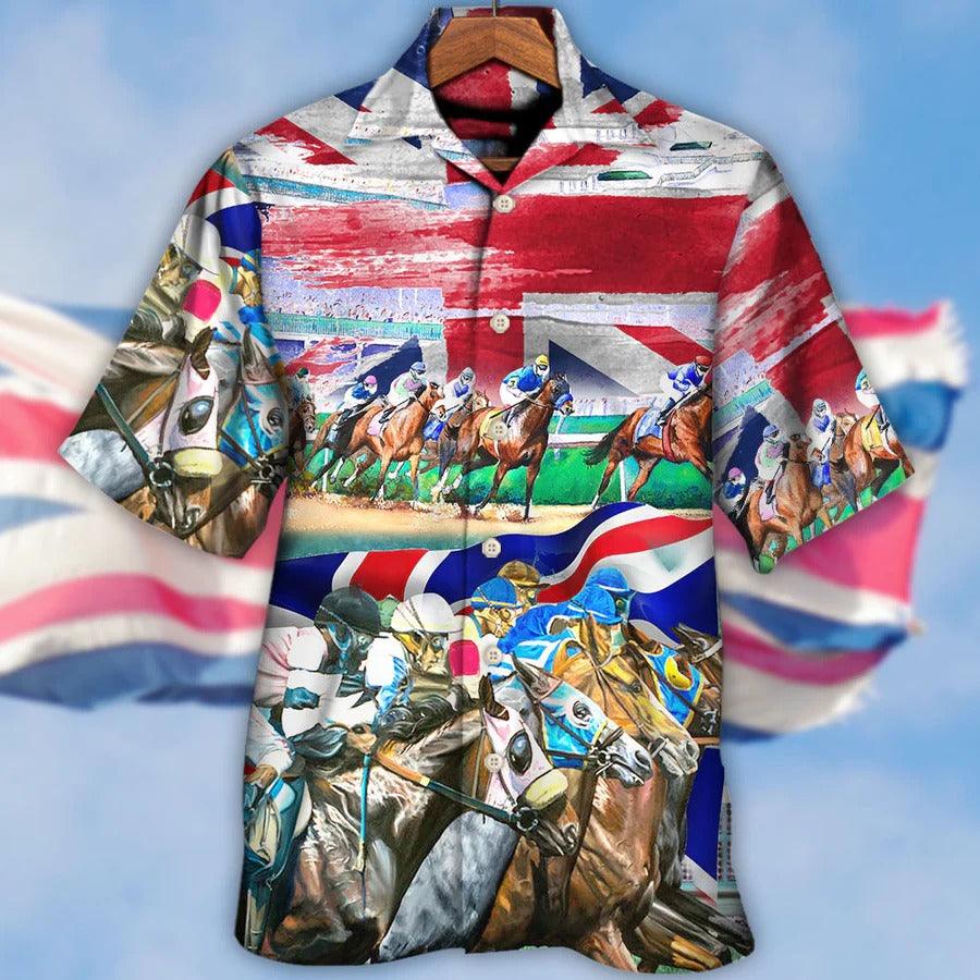 Horse Hawaiian Shirts For Summer - Horse United Kingdom Horse Racing Hawaiian Shirt - Perfect Gift For Men, Horse Racing Lovers - Image 2