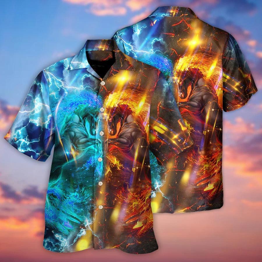 Horse Hawaiian Shirts For Summer - Thunder Horse And Fire Horse Hawaiian Shirt - Perfect Gift For Men, Horse Racing Lovers - Image 3