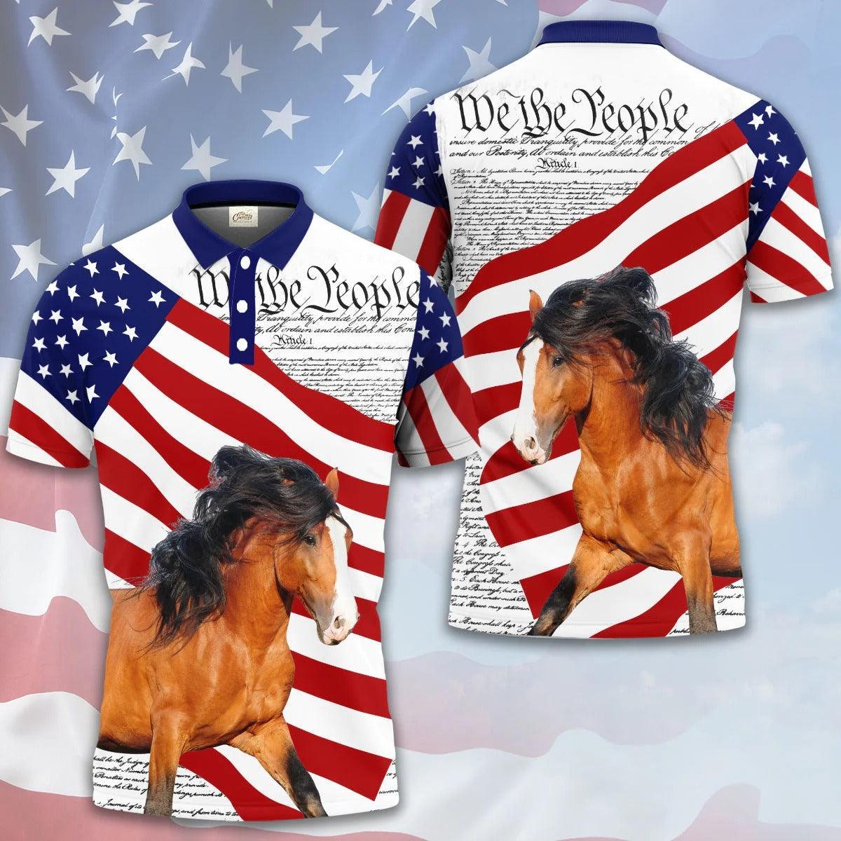 Horse Men Polo Shirts For Summer - Horse States Of America Polo Shirts For Men - Perfect Gift For Horse Lovers, Cattle Lovers