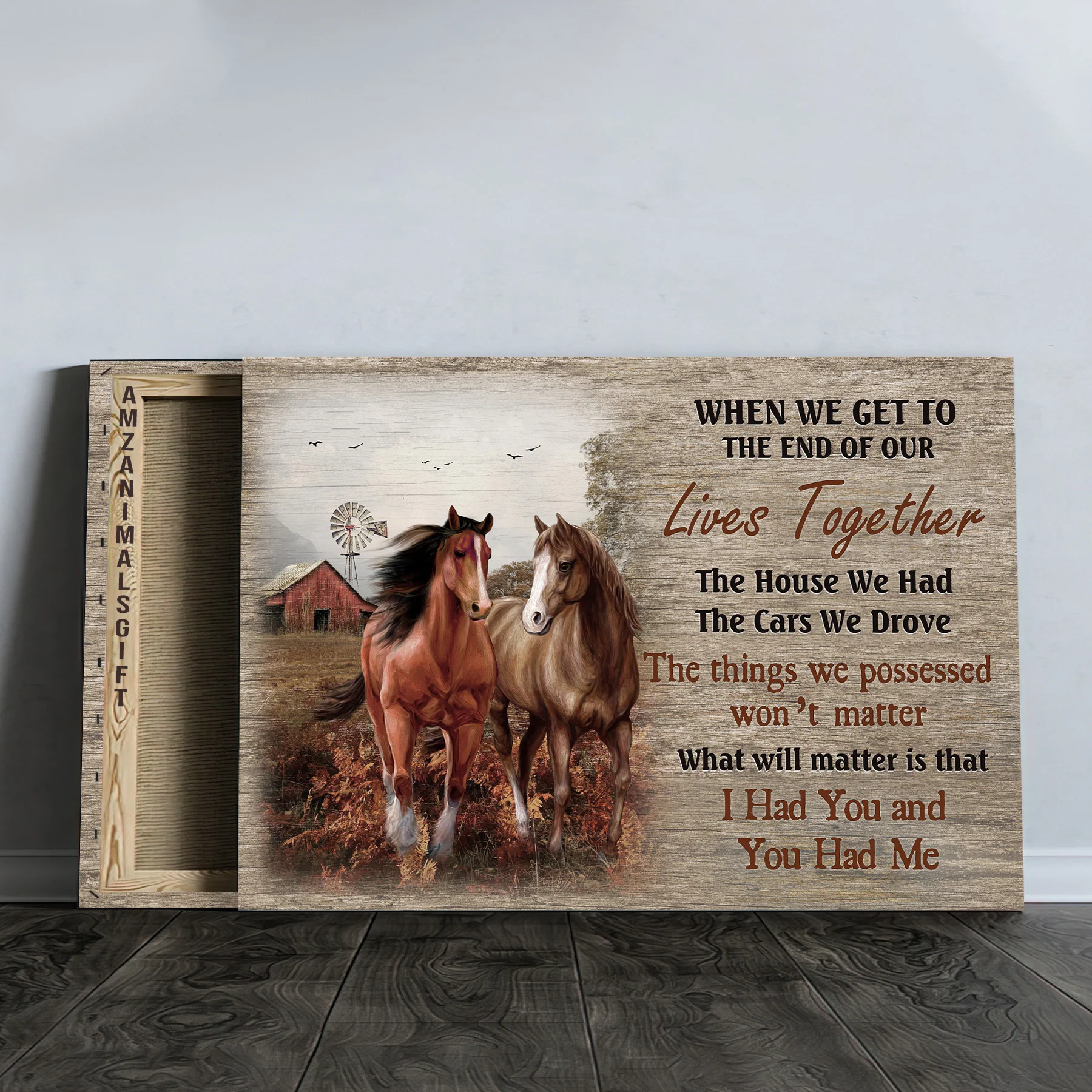 Horse Premium Wrapped Landscape Canvas - Beautiful Horse, Countryside Painting, Windmill, I Had You And You Had Me - Gift For  Horse Lovers - Image 4