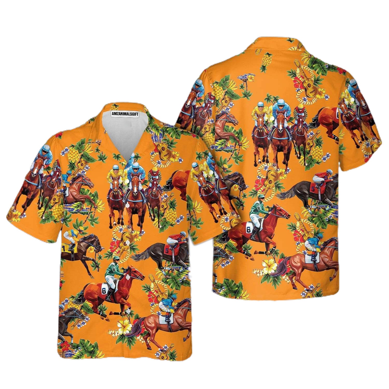 Horse Racing Hawaiian Shirt - Interesting Horse Racing Pineapple, Kentucky Derby Horse Hawaiian Shirt - Perfect Gift For Men, Horse Lovers, Horse Racing Lover - Image 2