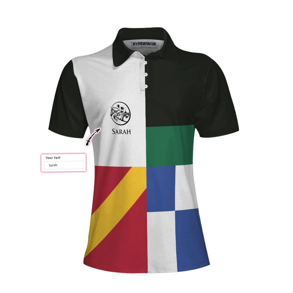 Horse Riding Custom Name Women Polo Shirt, Equestrian Color Block Personalized Women Polo Shirts, Gift For Ladies, Horse Lovers And Equestrians - Image 2
