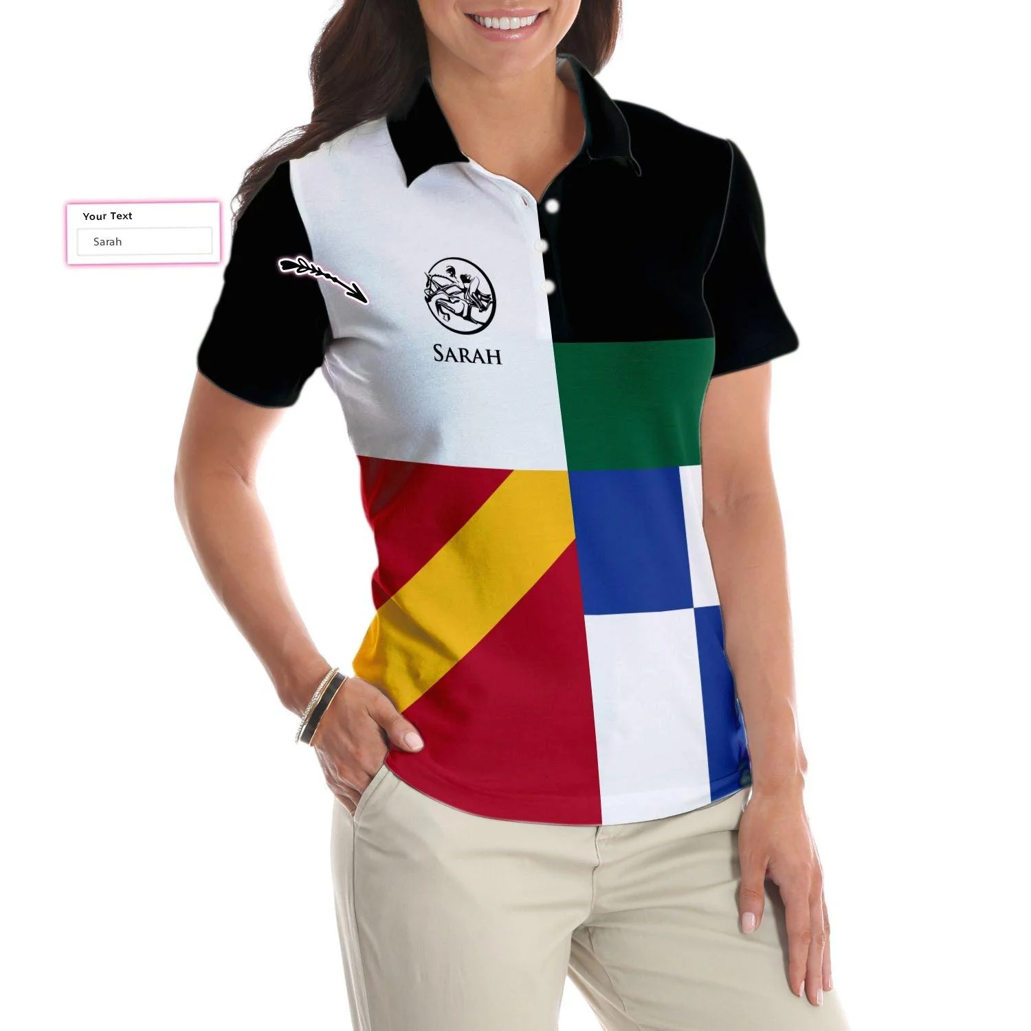 Horse Riding Custom Name Women Polo Shirt, Equestrian Color Block Personalized Women Polo Shirts, Gift For Ladies, Horse Lovers And Equestrians - Image 3