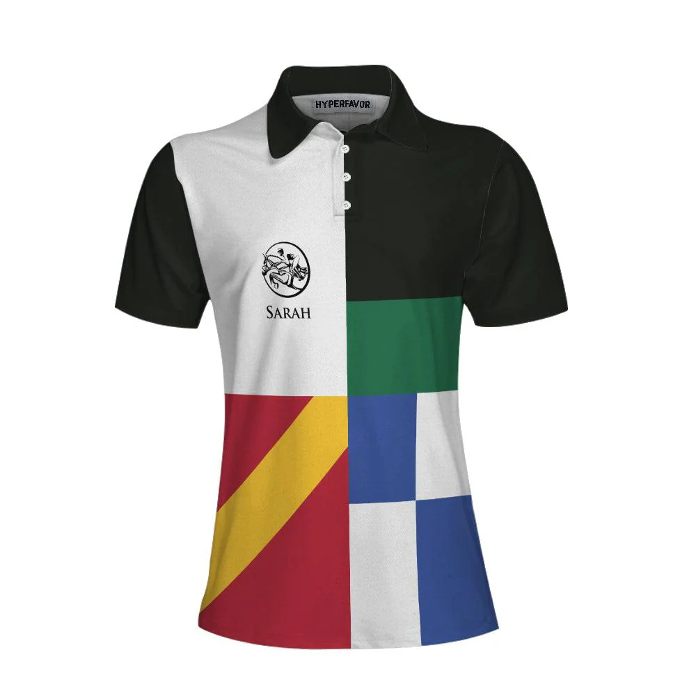 Horse Riding Custom Name Women Polo Shirt, Equestrian Color Block Personalized Women Polo Shirts, Gift For Ladies, Horse Lovers And Equestrians - Image 4