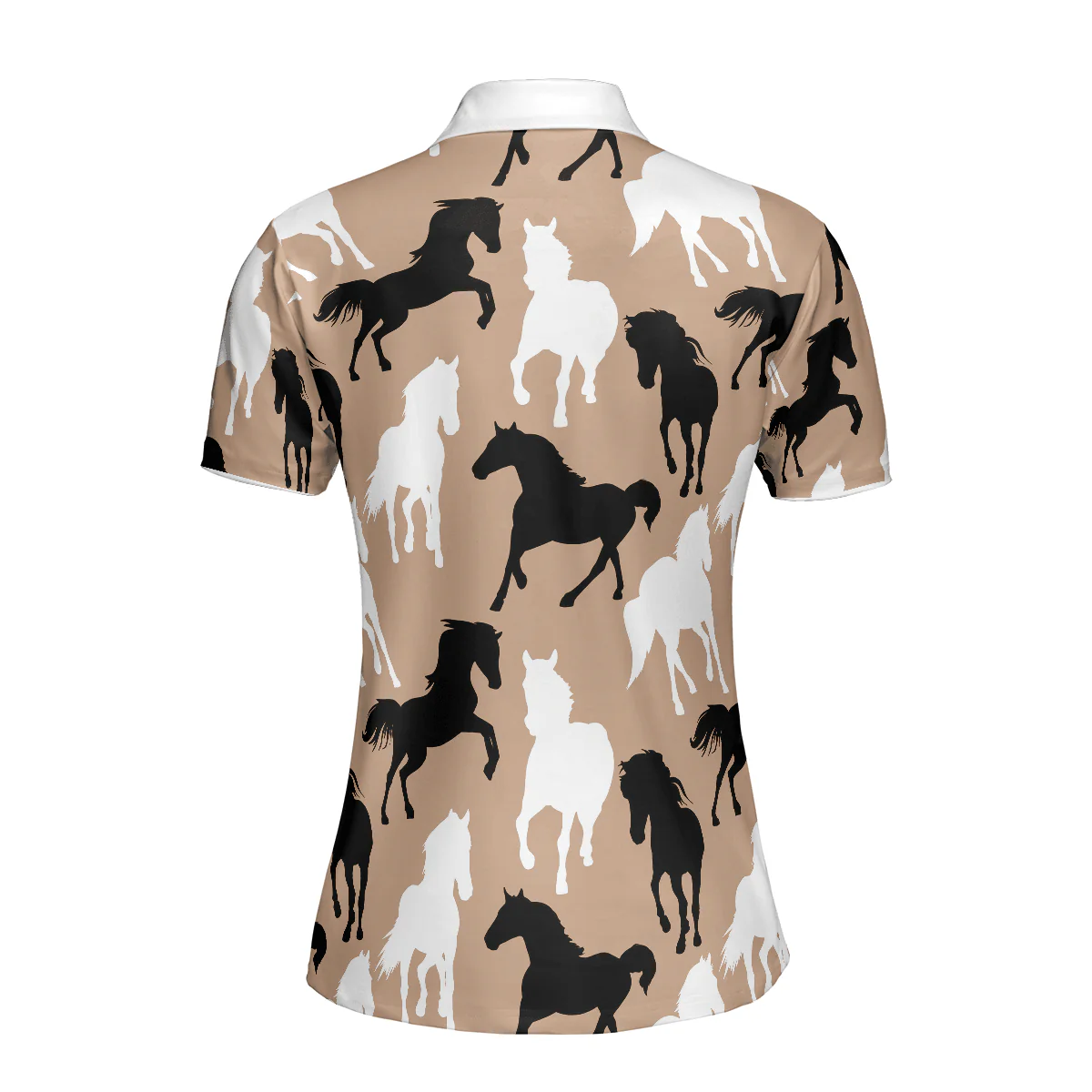 Horse Women Polo Shirt, Black Horses White Horses Women Polo Shirts, Gift For Ladies, Girls, Woman, Horse Lovers - Image 3