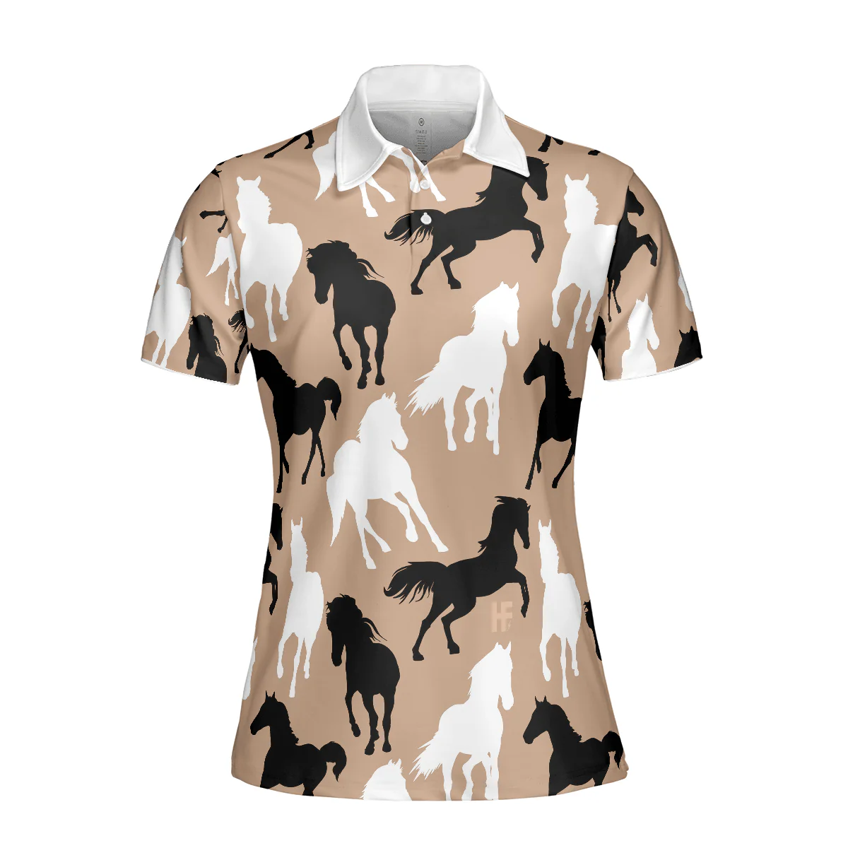 Horse Women Polo Shirt, Black Horses White Horses Women Polo Shirts, Gift For Ladies, Girls, Woman, Horse Lovers - Image 4