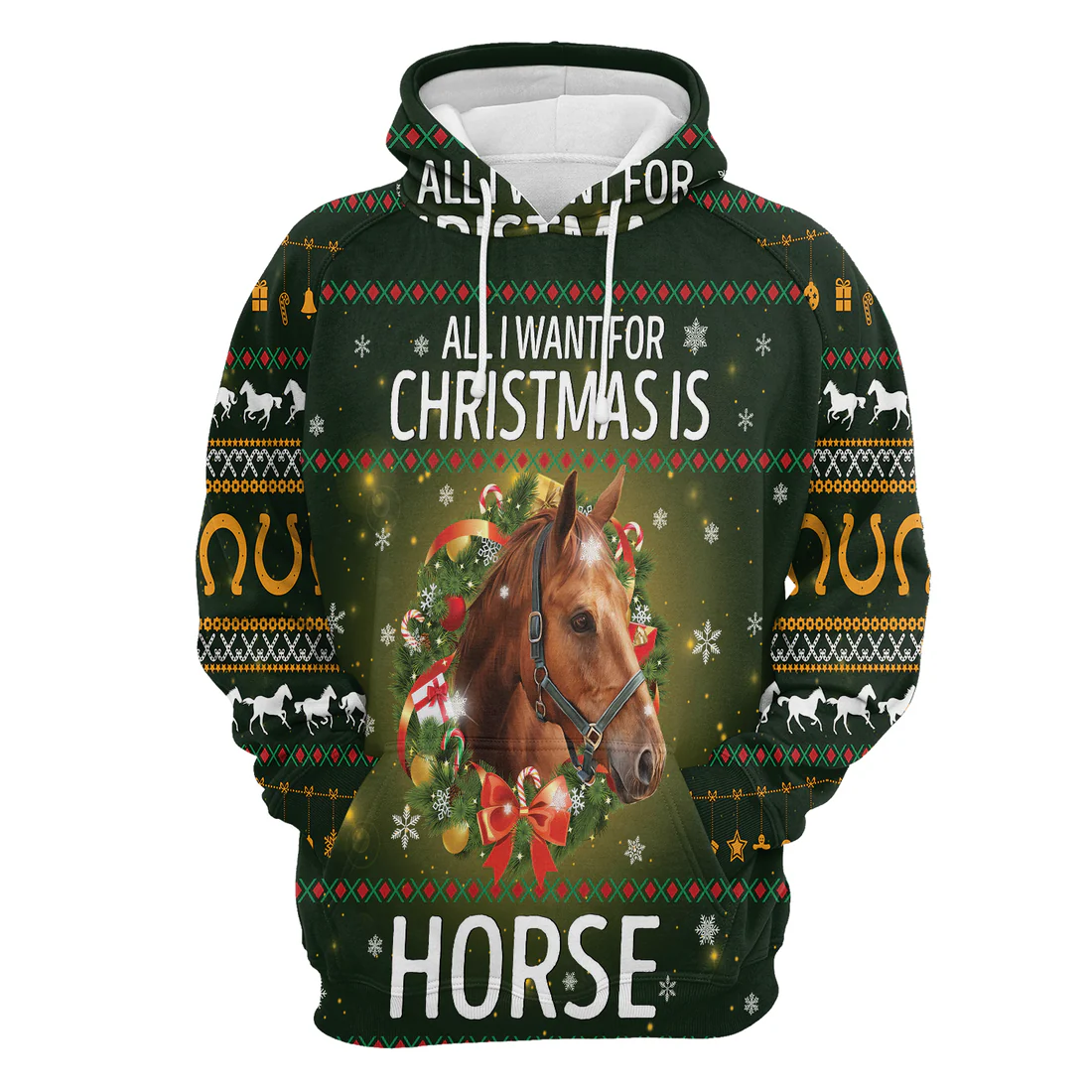 Horse Xmas Premium Christmas Hoodie, All I Want For Christmas Horse Unisex Hoodie For Men & Women - Perfect Gift For Christmas, Horse Lovers - Image 4