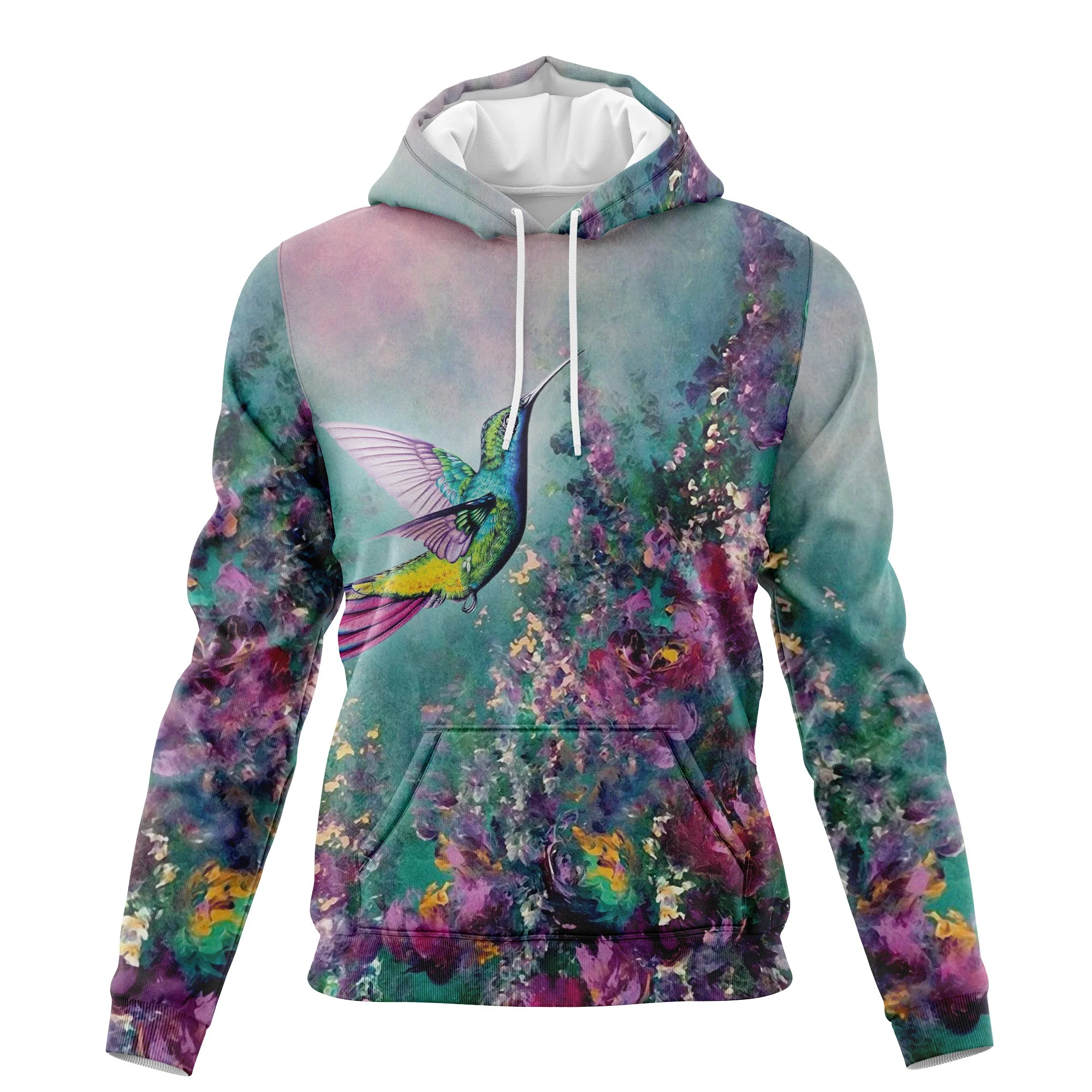 Hummingbird Flower Art Pullover Premium Hoodie, Perfect Outfit For Men And Women On Christmas New Year Autumn Winter