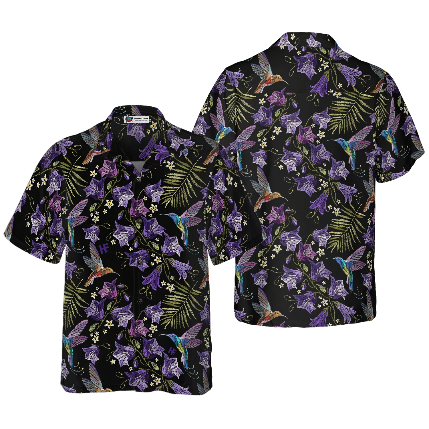 Hummingbird Hawaiian Shirt, Hummingbird Purple Tropical Hawaiian Shirt, Colorful Summer Aloha Shirt, Gift For Husband, Wife, Boyfriend, Friend
