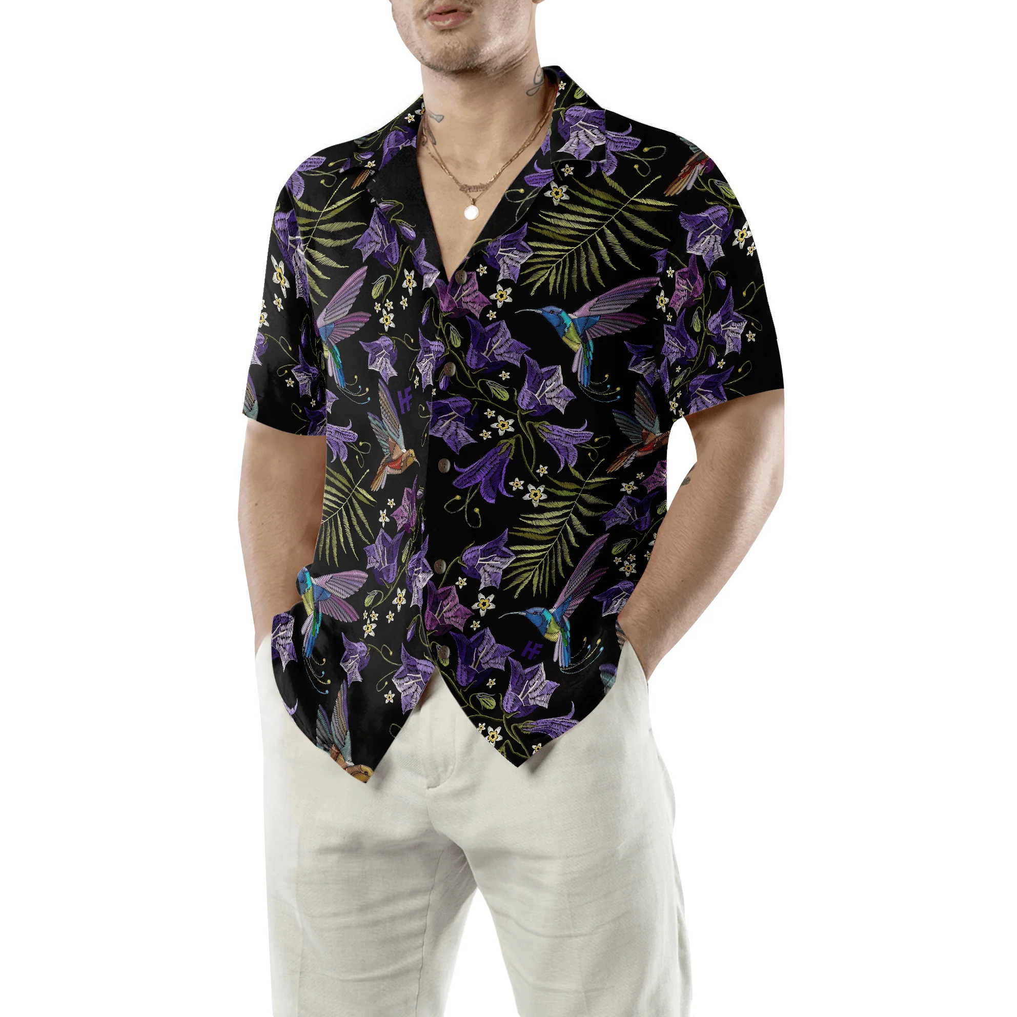 Hummingbird Hawaiian Shirt, Hummingbird Purple Tropical Hawaiian Shirt, Colorful Summer Aloha Shirt, Gift For Husband, Wife, Boyfriend, Friend - Image 5