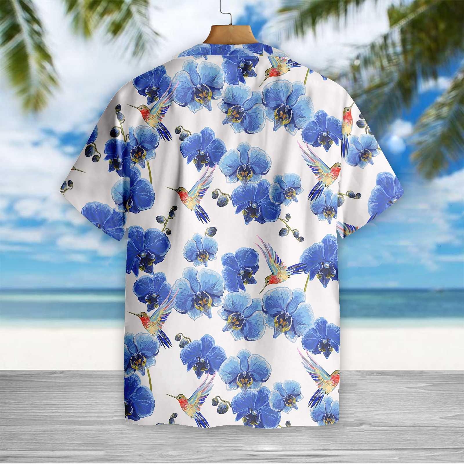 Hummingbird Hawaiian Shirts, Colorful Summer, Purple Flowers Aloha Shirts For Summer - Perfect Gift For Hummingbird Lovers, Friends, Family - Image 4