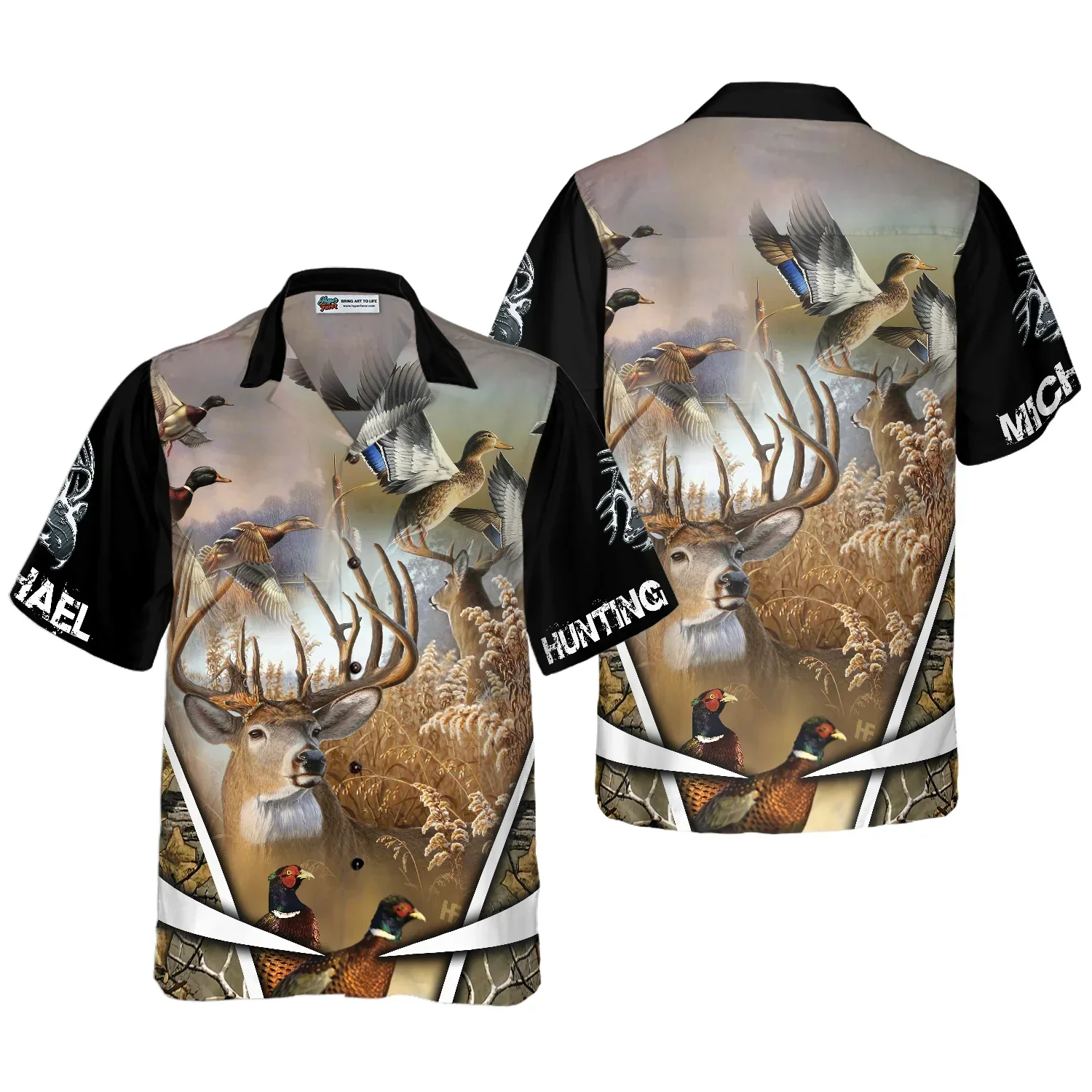 Hunting Custom Name Hawaiian Shirt, Personalized Deer Animals Aloha Shirts For Men Women, Perfect Gift For Husband, Wife, Boyfriend, Friend - Image 2