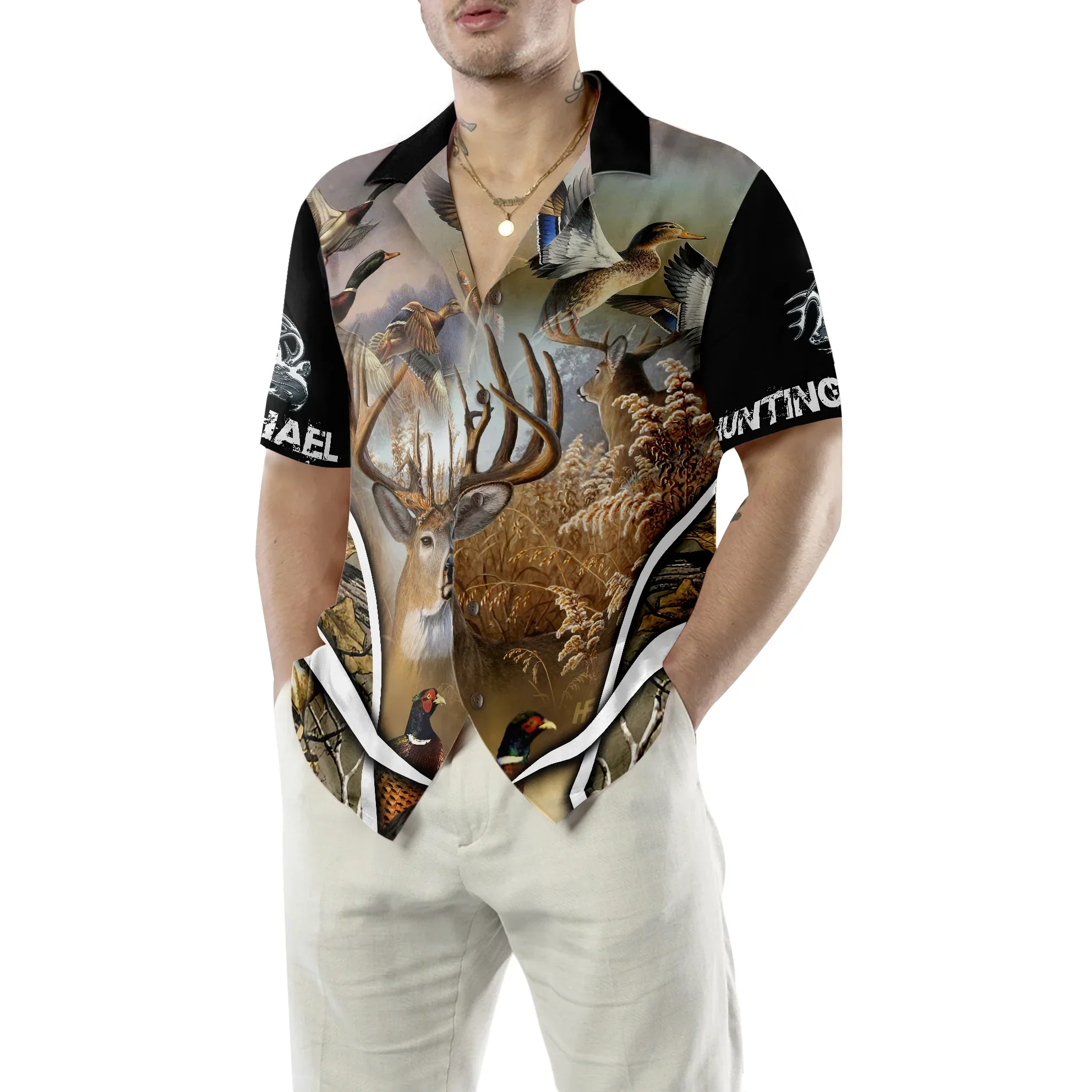 Hunting Custom Name Hawaiian Shirt, Personalized Deer Animals Aloha Shirts For Men Women, Perfect Gift For Husband, Wife, Boyfriend, Friend - Image 3