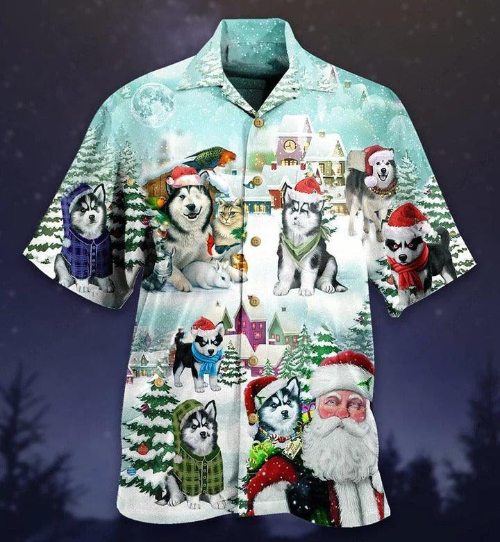 Husky Aloha Hawaii Shirt - Christmas Husky Merry Christmas Lovely Style Hawaiian Shirt For Summer - Perfect Gift For Dog Lovers, Friend, Family - Image 2