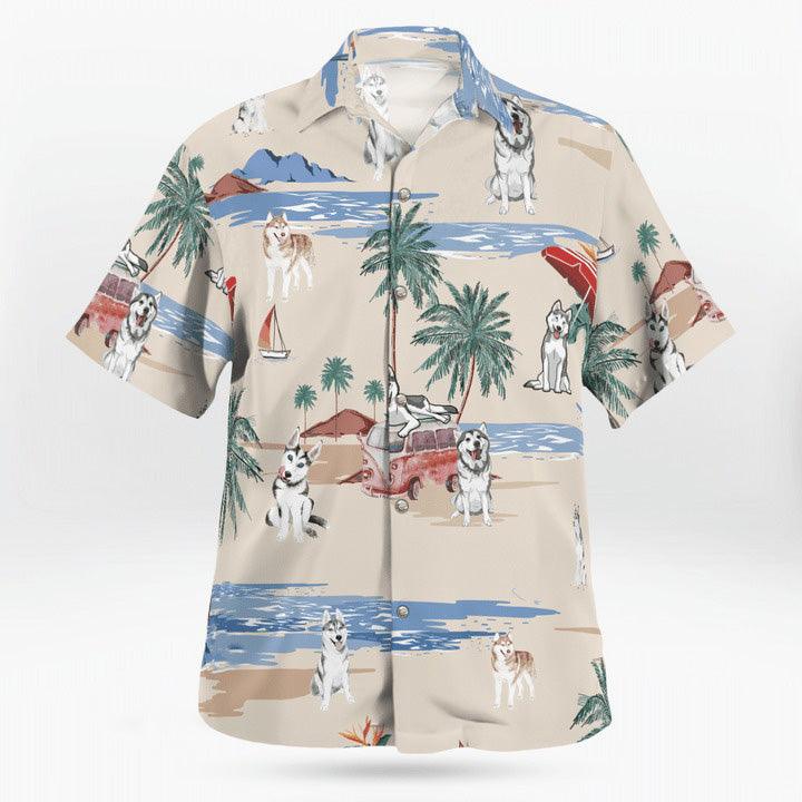 Husky Aloha Hawaiian Shirt, Husky Beach Pattern Hawaiian Shirt, Husky Aloha Shirt For Summer - Perfect Gift For Men, Women, Dog Lover, Friend, Family - Image 2