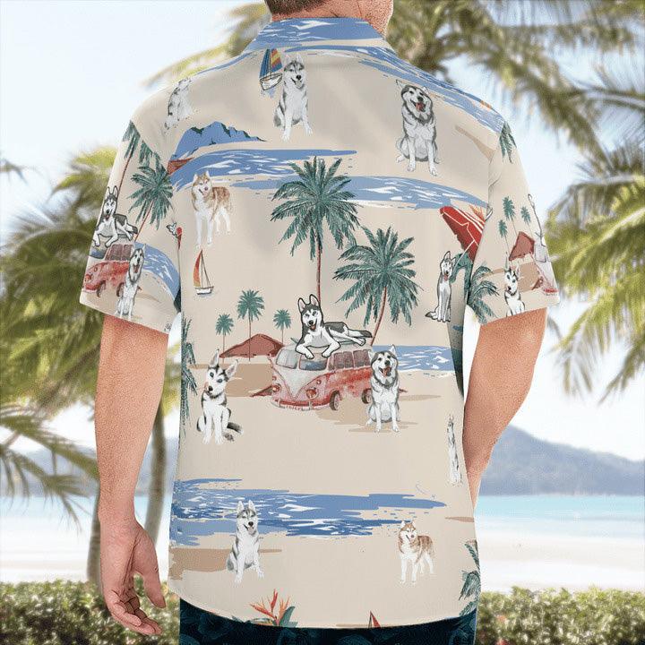 Husky Aloha Hawaiian Shirt, Husky Beach Pattern Hawaiian Shirt, Husky Aloha Shirt For Summer - Perfect Gift For Men, Women, Dog Lover, Friend, Family - Image 3