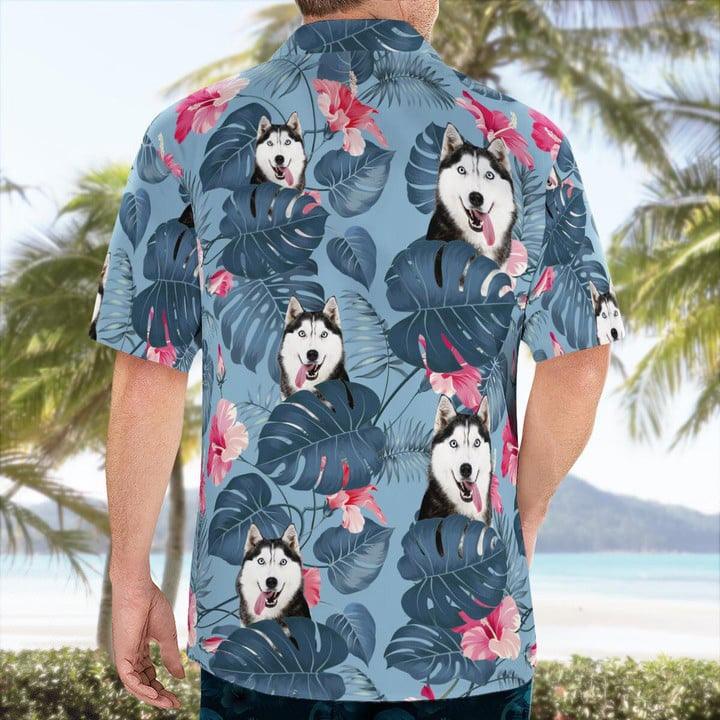 Husky Aloha Hawaiian Shirt, Husky Tropical Floral Pattern Aloha Shirt For Summer, Husky Hawaiian Shirt- Perfect Gift For Men, Women, Dog Lover, Friend
