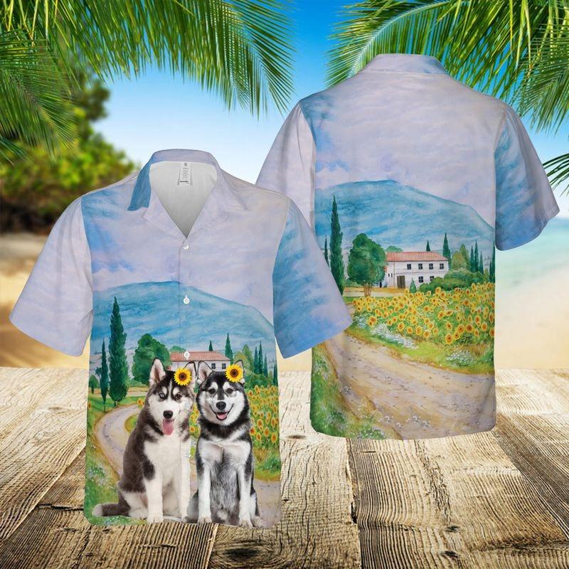 Husky Dog Aloha Hawaiian Shirt - Husky Puppies Dog Mom Hawaiian Shirt, usky Fans Summer Hawaiian Shirt For Men & Women, Dog Lover - Image 2