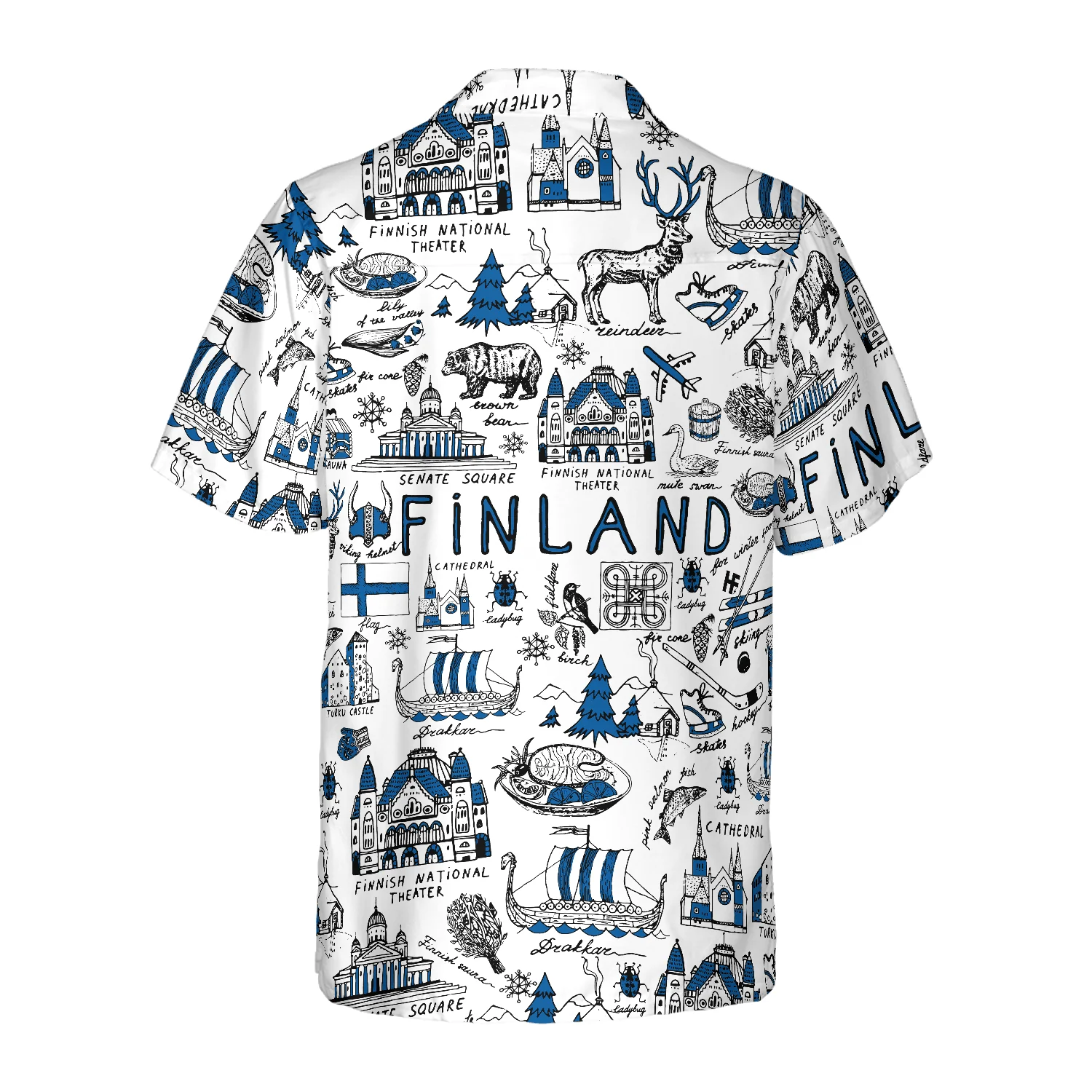 I Love Finland Doodle Hawaiian Shirt, Colorful Summer Aloha Shirt For Men Women, Perfect Gift For Friend, Family, Husband, Wife, Boyfriend, Girlfriend - Image 2