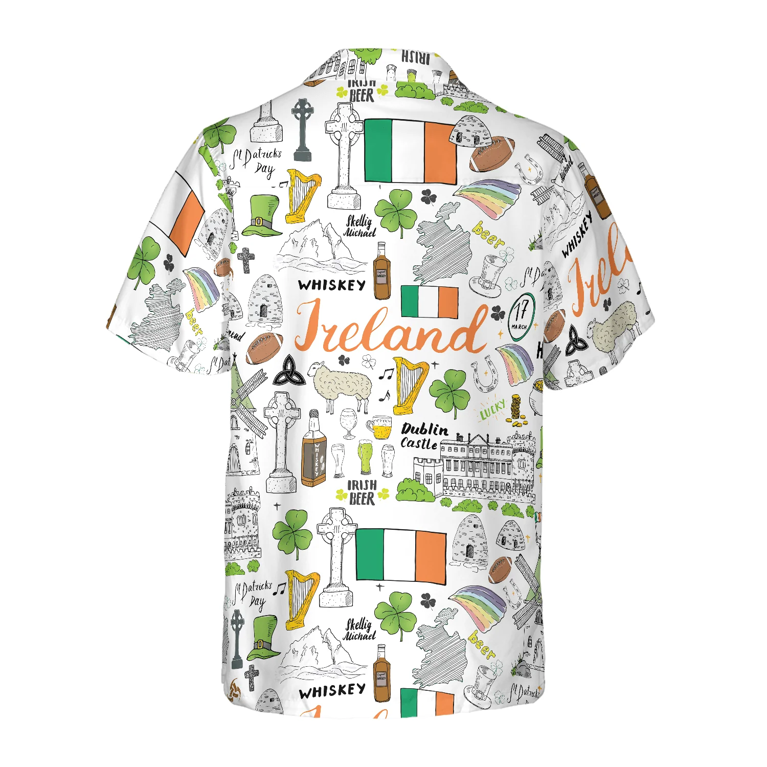 I Love Ireland Doodle Hawaiian Shirt, Colorful Summer Aloha Shirt For Men Women, Perfect Gift For Friend, Family, Husband, Wife, Boyfriend, Girlfriend - Image 2