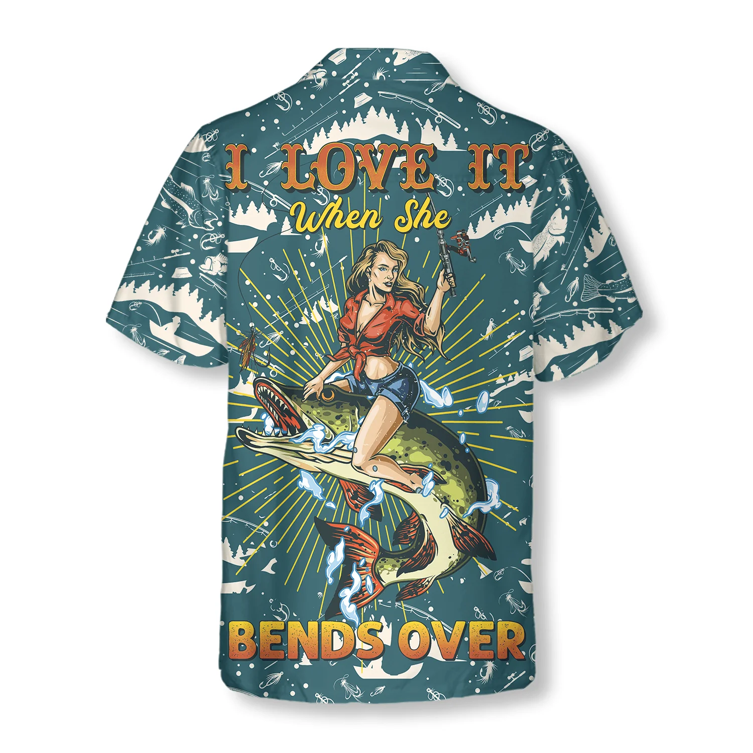 I Love It When She Bends Over Fishing Hawaiian Shirt, Colorful Summer Aloha Shirt For Men Women, Gift For Friend, Team, Fishing Lovers - Image 4