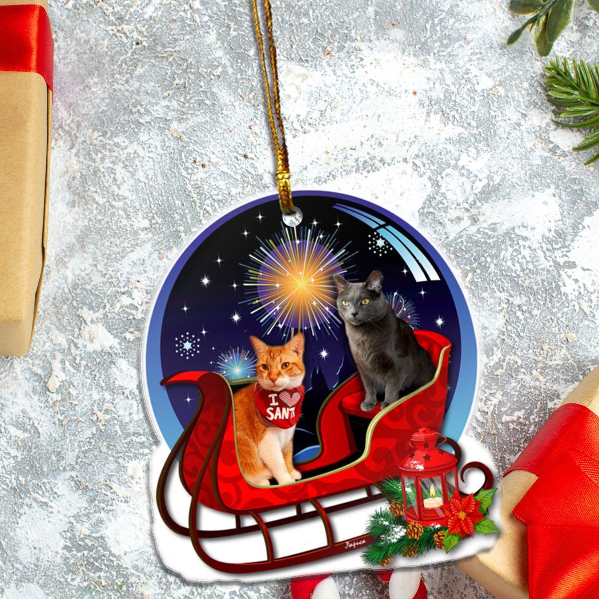 I love santa cat mica ornament gift for christmas 2022 - Image 3