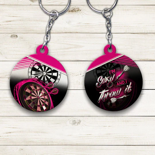 I'm Sexy And I Throw It Acrylic Keychain For Darts Players - Christmas Gift For Darts Lovers, Darts Team, Family, Friends - Image 2