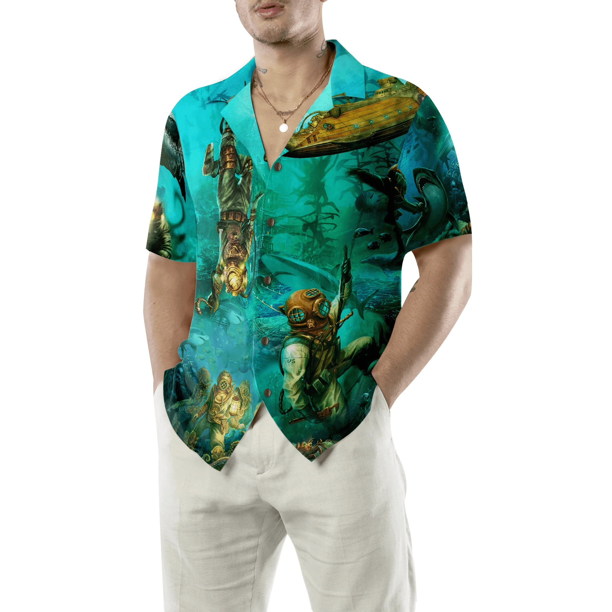 Into The Sea Scuba Diving Hawaiian Shirt, Colorful Summer Aloha Shirt For Men Women, Gift For Husband, Wife, Friend, Family, Diving Lovers - Image 5