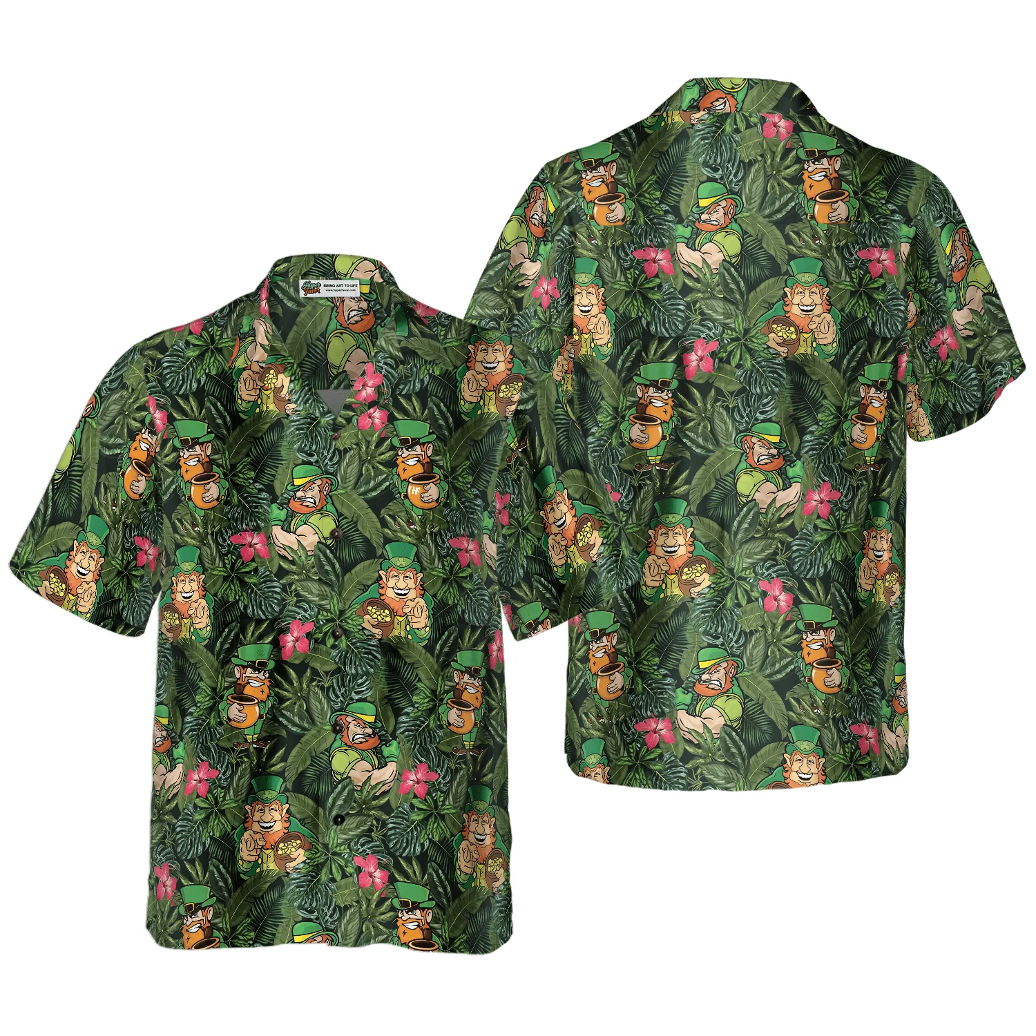 Irish Leprechaun Tropical Hawaiian Shirt, Colorful Summer Aloha Shirts For Men Women, Perfect Gift For Husband, Wife, Friend, Family, Patrick's Day
