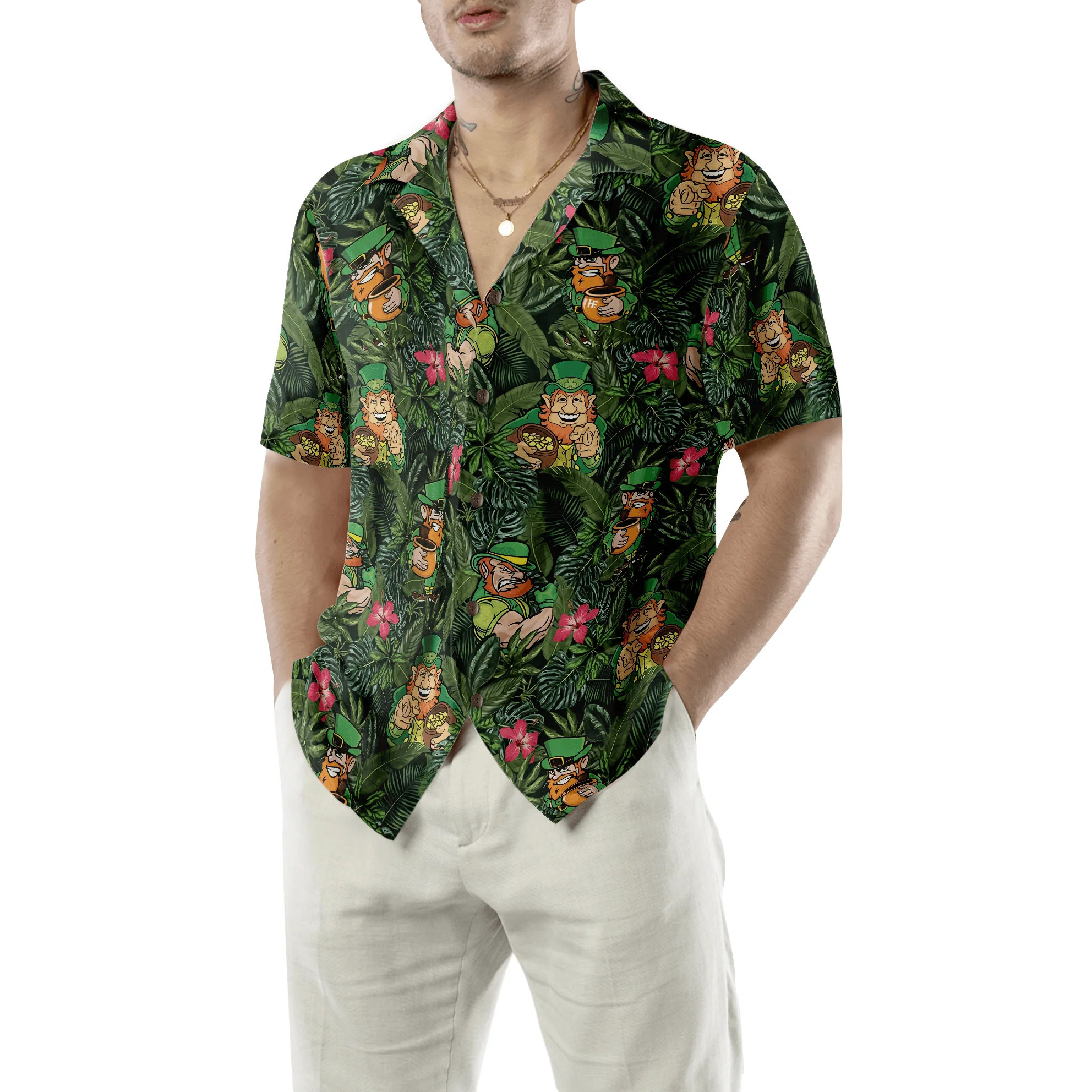 Irish Leprechaun Tropical Hawaiian Shirt, Colorful Summer Aloha Shirts For Men Women, Perfect Gift For Husband, Wife, Friend, Family, Patrick's Day - Image 5