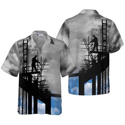 Ironworker Hawaiian Shirt, Ironworker And Sunset Aloha Shirt For Men - Perfect Gift For Ironworker, Friend, Husband, Boyfriend, Family