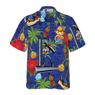 Ironworker Hawaiian Shirt, Ironworker Proud, Tropical Plants Aloha Shirt For Men - Perfect Gift For Ironworker, Friend, Family - Image 2