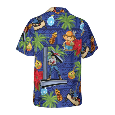 Ironworker Hawaiian Shirt, Ironworker Proud, Tropical Plants Aloha Shirt For Men - Perfect Gift For Ironworker, Friend, Family - Image 3