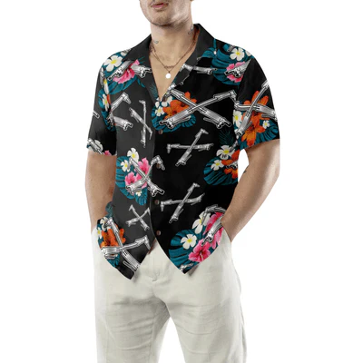 Ironworker Hawaiian Shirt, Ironworker Tropical Flowers In Black Aloha Shirt For Men - Gift For Ironworker, Husband, Boyfriend, Family, Friends - Image 5