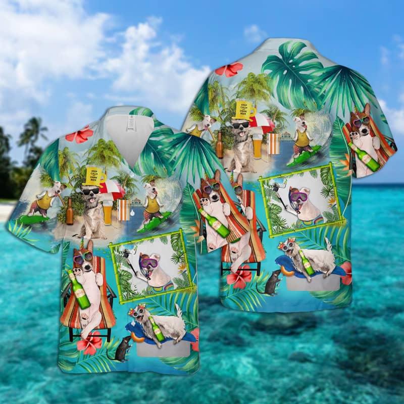 Jack Russell Terrier Hawaiian Shirt, Dog Surfing Tropical Summer Aloha Shirt For Men - Perfect Gift For Jack Russell Terrier Lovers, Friend, Family