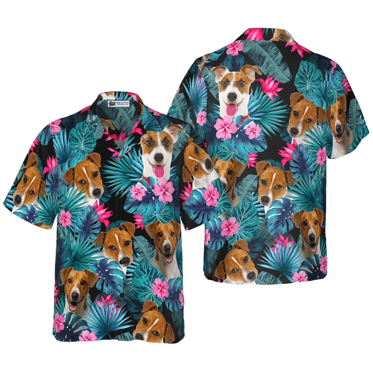 Jack Russell Terrier Hawaiian Shirt, Tropical Colorful Summer Aloha Shirt For Men Women, Perfect Gift For Friend, Family, Dog Lovers, Dog Mom Dad