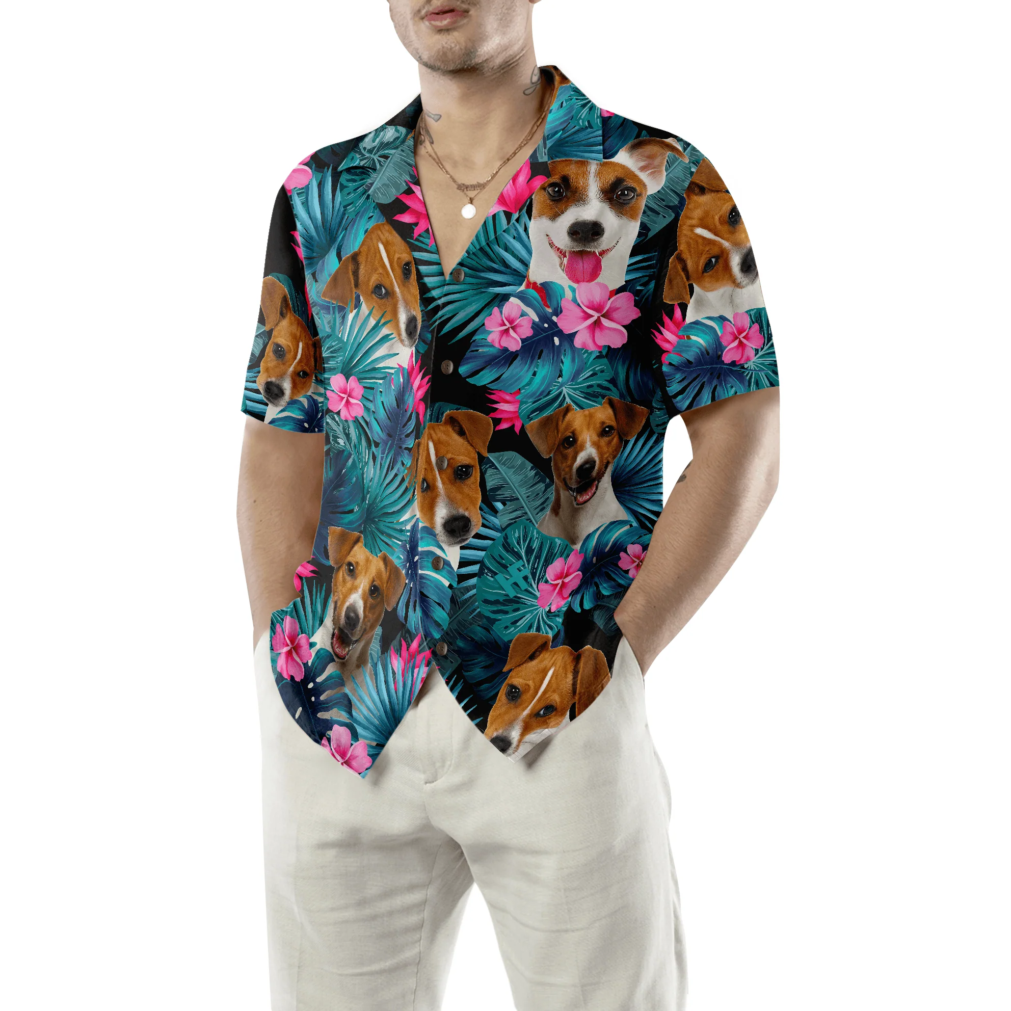 Jack Russell Terrier Hawaiian Shirt, Tropical Colorful Summer Aloha Shirt For Men Women, Perfect Gift For Friend, Family, Dog Lovers, Dog Mom Dad - Image 5