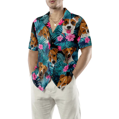Jack Russell Terrier Hawaiian Shirt, Tropical Flowers Aloha Shirt For Men - Perfect Gift For Jack Russell Terrier Lovers, Friend, Family - Image 4