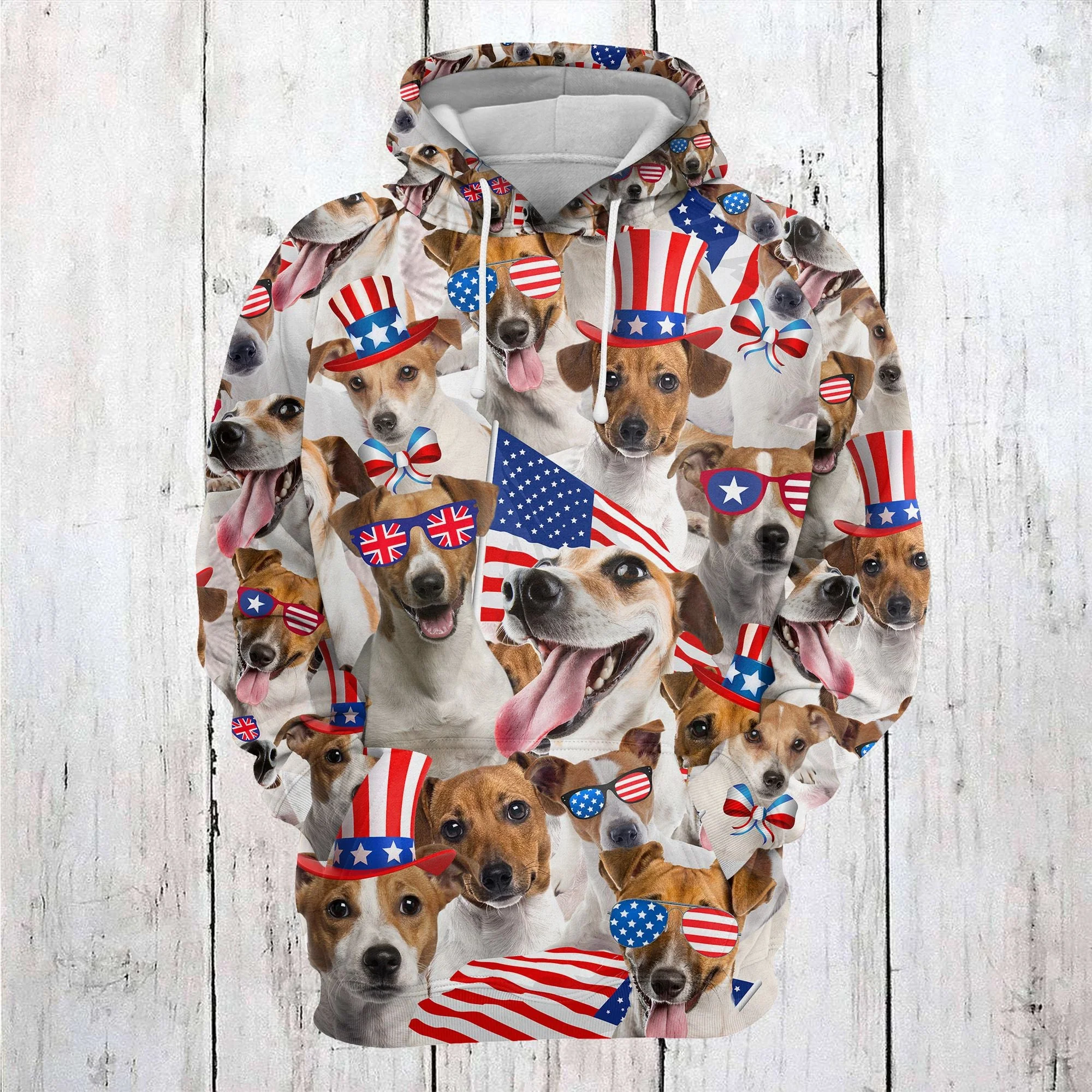 Jack Russell Terrier USA Awesome Pullover Premium Hoodie, Perfect Outfit For Men And Women On Christmas New Year Autumn Winter - Image 2