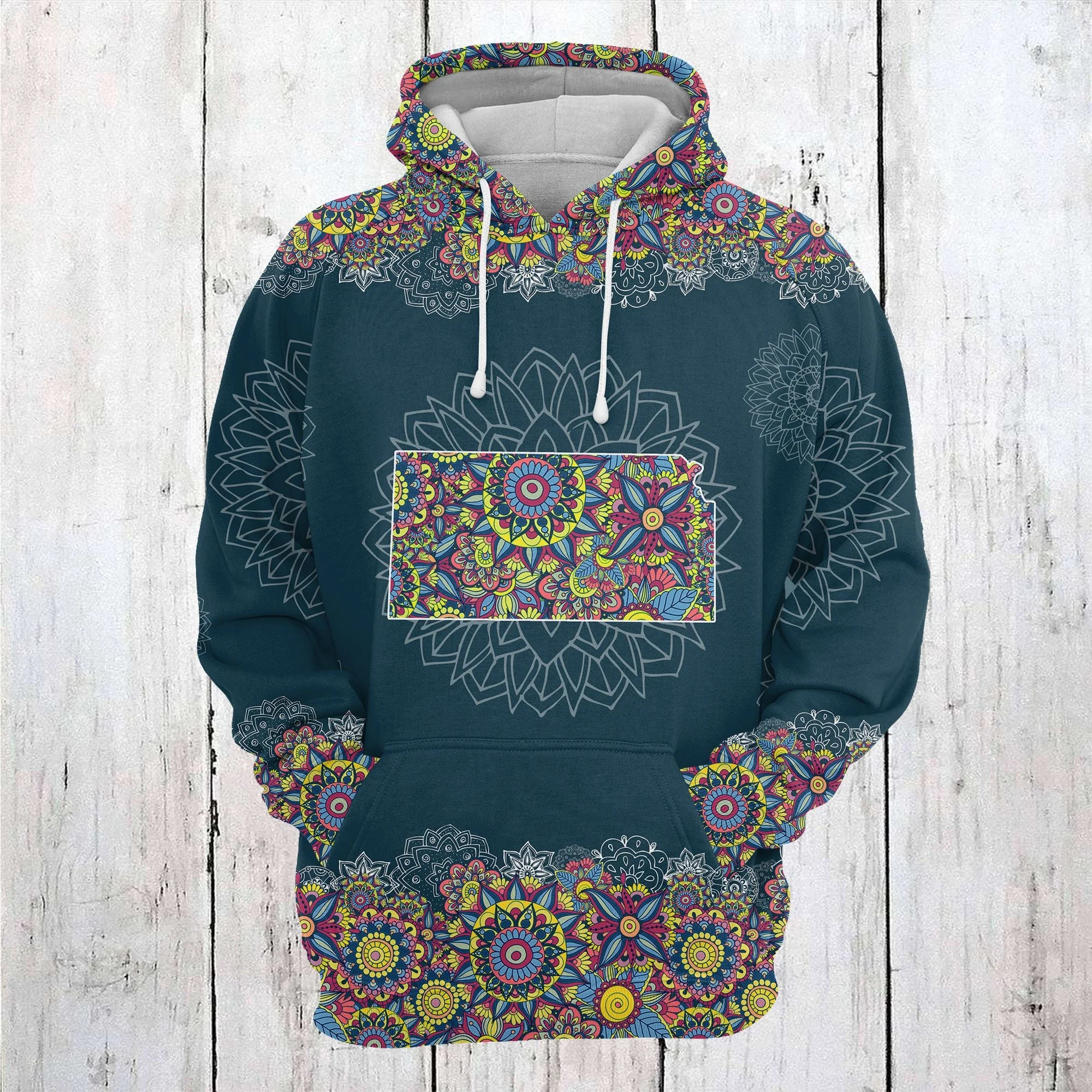 Kansas Mandala Awesome Pattern Pullover Premium Hoodie, Perfect Outfit For Men And Women On Christmas New Year Autumn Winter - Image 2
