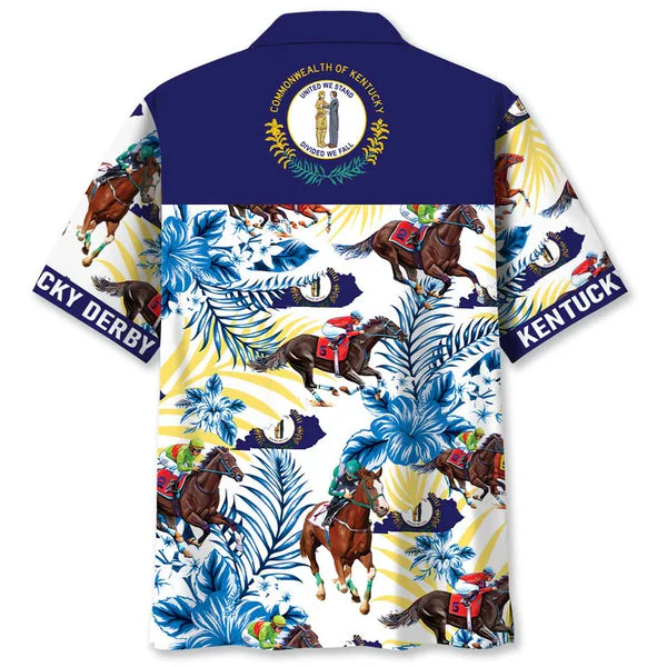 Kentucky Horse Racing Proud Hawaiian Shirt Tropical Leaf Pattern Aloha Shirt, Summer Outfit For Horse Racing Lovers - Image 2