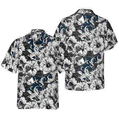 Koi Fish Hawaiian Shirt, Hibiscus Flower Aloha Shirt For Men - Perfect Gift For Men, Husband, Boyfriend, Friend, Family