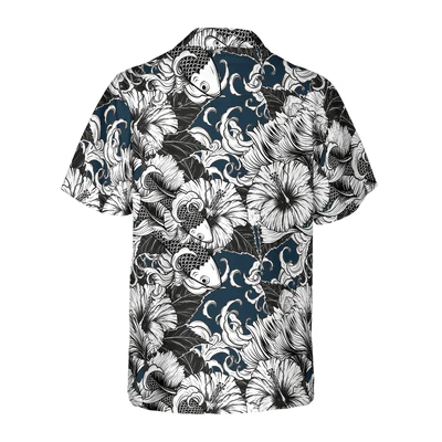 Koi Fish Hawaiian Shirt, Hibiscus Flower Aloha Shirt For Men - Perfect Gift For Men, Husband, Boyfriend, Friend, Family - Image 2