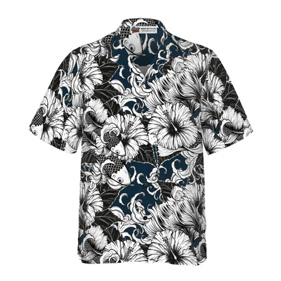 Koi Fish Hawaiian Shirt, Hibiscus Flower Aloha Shirt For Men - Perfect Gift For Men, Husband, Boyfriend, Friend, Family - Image 3