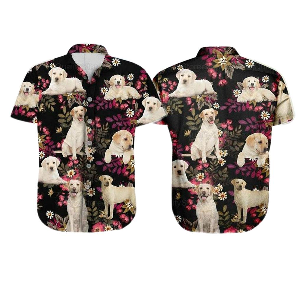 Labrador Dog Aloha Hawaiian Shirt - Yellow Labrador Pet Cute Hawaiian Shirt, Flowers Floral Pattern Hawaiian Shirt For Men & Women, Labrador Lover - Image 2