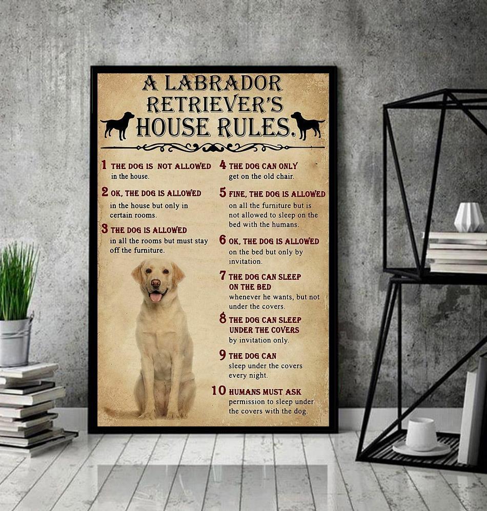 Labrador Retriever Portrait Canvas - A Labrador Retriever House Rules Canvas - Perfect Gift For Labrador Retriever Lover, Dog Lover