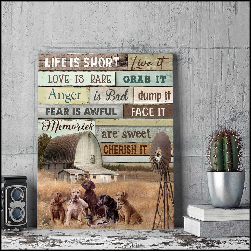 Labrador Retriever Portrait Canvas - Life Is Short Memories Are Sweet Cherish It Canvas - Perfect Gift For Labrador Retriever Lover, Dog Lover